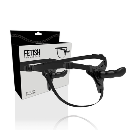 ARNÊS SUBMISSO FETICHE - SILICONE PRETO PONTO G 16 CM