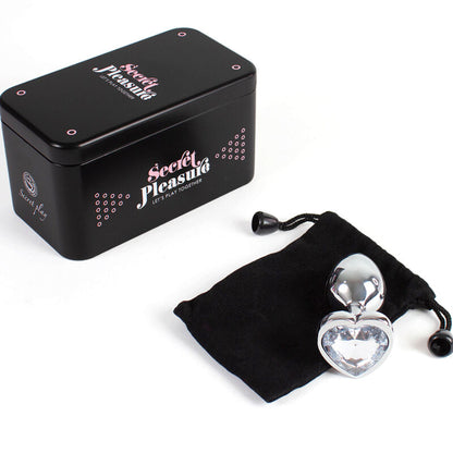 SECRETPLAY - METAL BUTT PLUG HEART TRANSPARENT SIZE S 7 CM