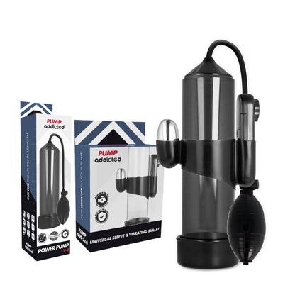 PUMP ADDICTED - BOMBA DE EREÇÃO RX3 PRETA COM VIBRADOR