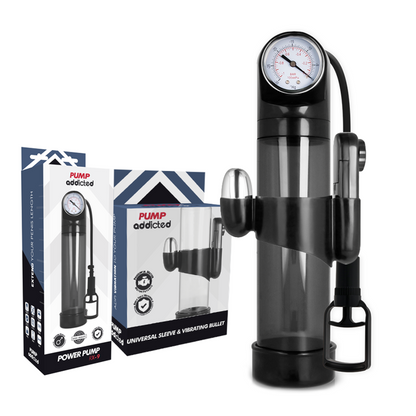 PUMP ADDICTED - BOMBA DE EREÇÃO RX9 PRETA COM VIBRADOR