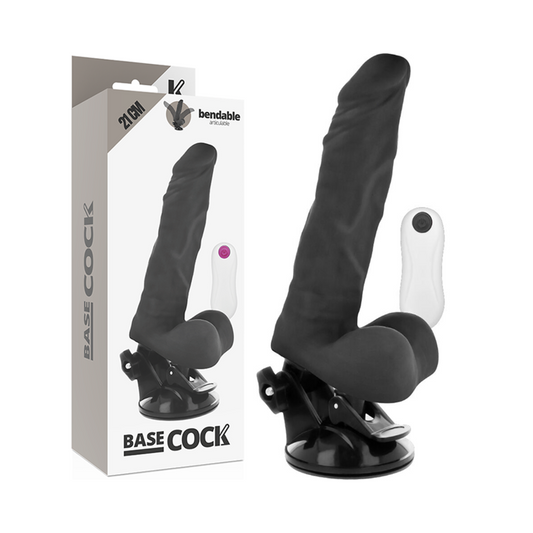 BASECOCK - ARTICULABLE REALISTIC VIBRATOR REMOTE CONTROL BLACK 21 CM -OR- 5 CM