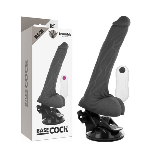 BASECOCK - ARTICULABLE REALISTIC VIBRATOR REMOTE CONTROL BLACK 18.5 CM -O- 4 CM