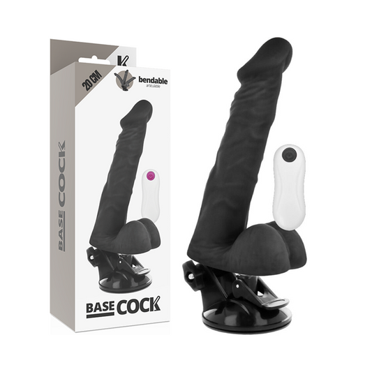 BASECOCK - ARTICULABLE REALISTIC VIBRATOR REMOTE CONTROL BLACK 20 CM -OR- 4.5 CM