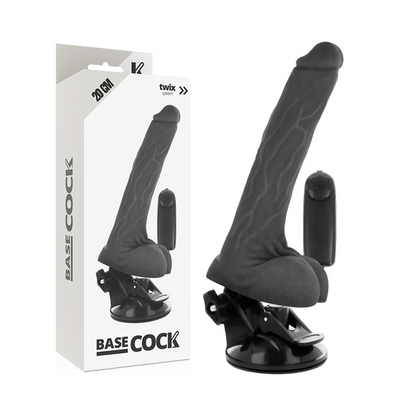 BASECOCK - VIBRADOR REALÍSTICO CONTROL REMOTO NEGRO CON TESTÍCULOS 20 CM -O- 4 CM