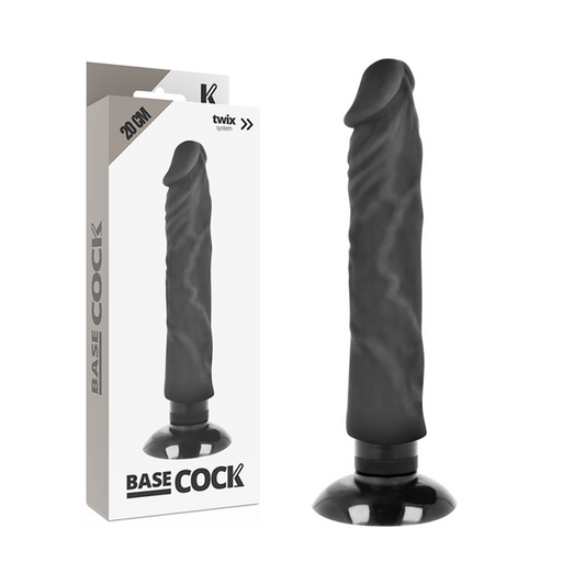 BASECOCK - REALISTIC VIBRATOR 2-1 NATURAL BLACK 20 CM -O- 4 CM