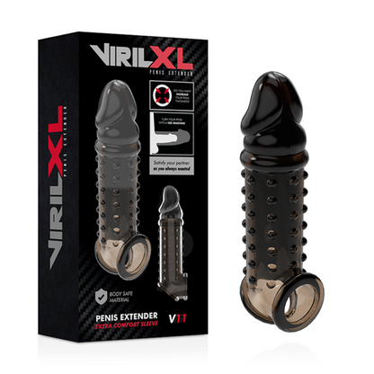 VIRILXL - EXTENSIÓN Y FUNDA DE PENE V11 NEGRO