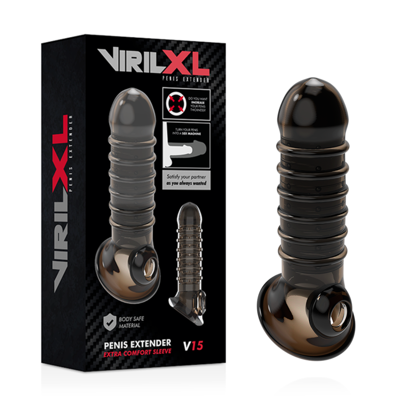 VIRILXL - EXTENSIÓN Y FUNDA DE PENE V15 NEGRO