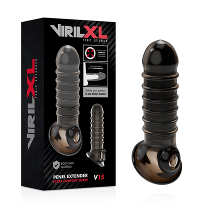 VIRILXL - EXTENSIÓN Y FUNDA DE PENE V15 NEGRO
