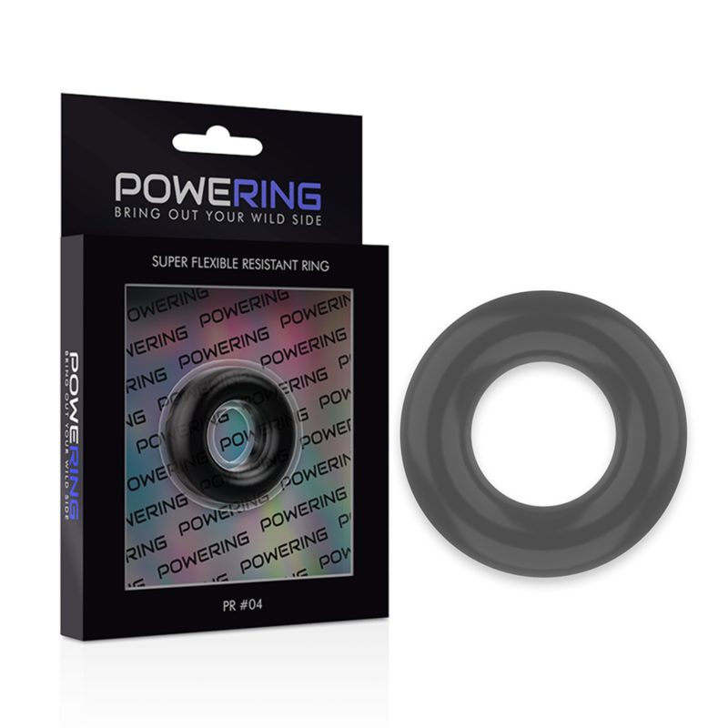 Powering - Anel de pênis super flexível e resistente 3,8 cm de preto preto
