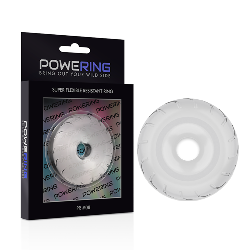 Powering - Anel de pênis super flexível e resistente 5cm pr08 claro