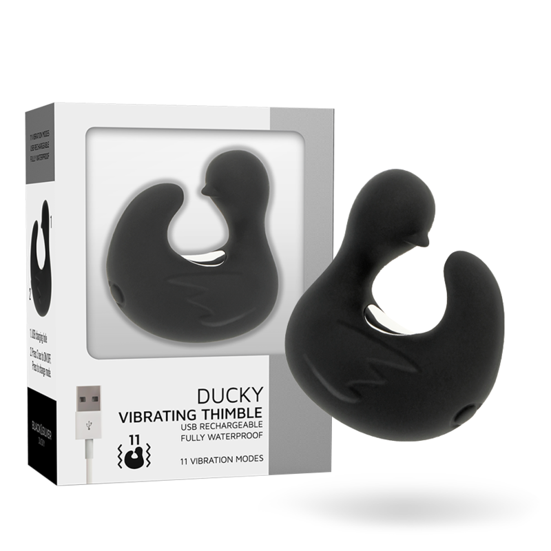 BLACK&SILVER - DUCKYMANIA RECHARGEABLE SILICONE STIMULATING THIMBLE