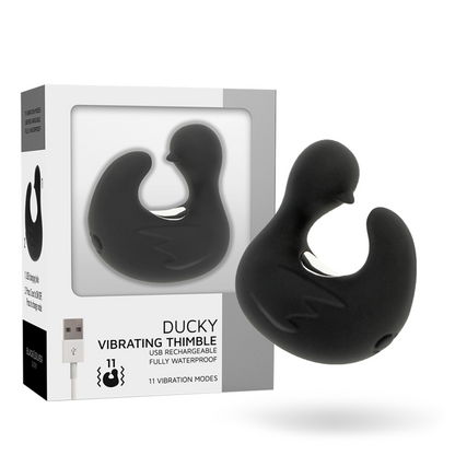 BLACK&SILVER - DUCKYMANIA RECHARGEABLE SILICONE STIMULATING THIMBLE
