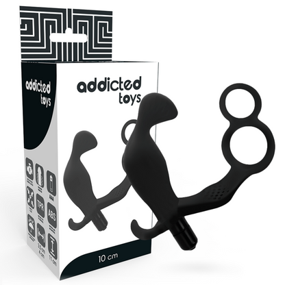 ADDICTED TOYS - PLUG ANAL AMB ANELLA DOBLE PENIS I TESTICULOS NEGRE