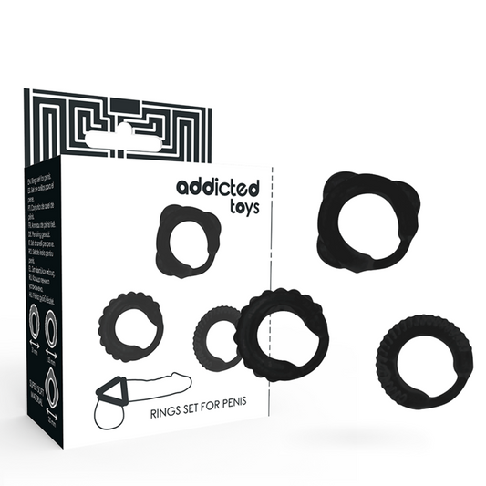 Addicte Toys - Set 3 anells de penis negre