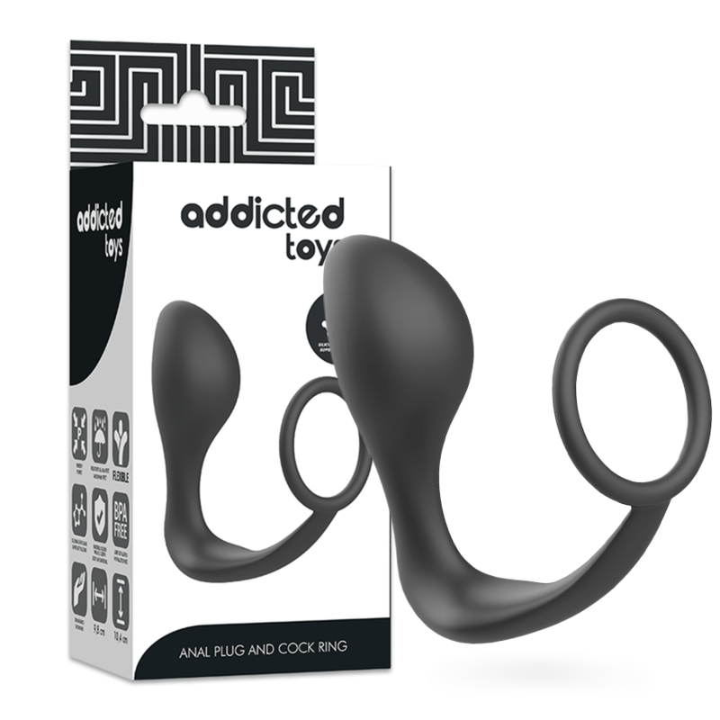 ADDICTED TOYS - PLUG ANAL AMB ANELL SILICONA NEGRE