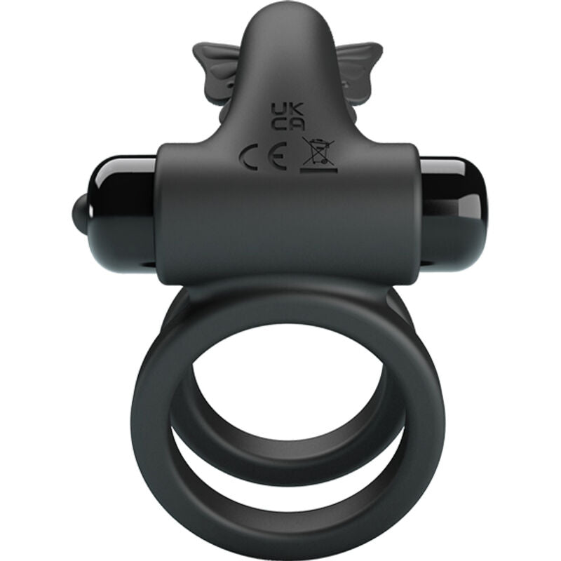 Pretty Love - anel de vibrador duplo com estimulador preto