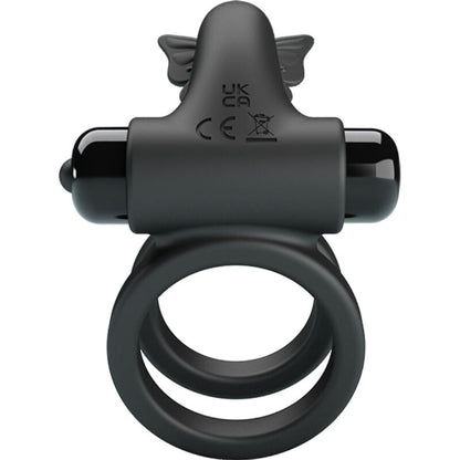 Pretty Love - anel de vibrador duplo com estimulador preto