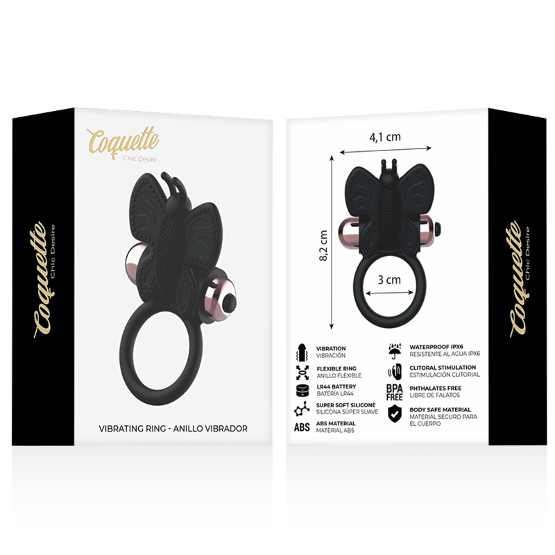 COQUETTE CHIC DESIRE - COCK RING BUTTERFLY VIBRATING RING BLACK / GOLD