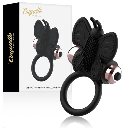 COQUETTE TOYS - COCK RING BUTTERFLY ANELL VIBRADOR NEGRE / GOLD