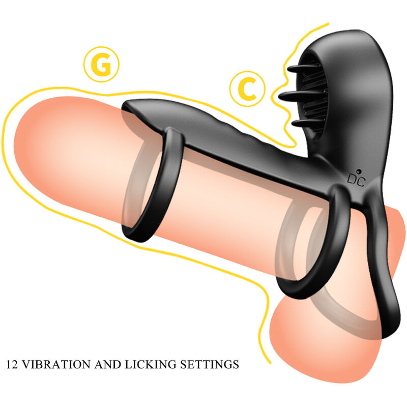 Pretty Love - Jammy Penis Case 12 Vibracions amb llengua de silicona recarregable
