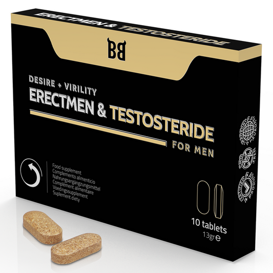 BLACK BULL - ERECTMEN &amp; TESTOSTERIDE POWER OCH TESTOSTERON FÖR MÄN 10 KAPSLAR