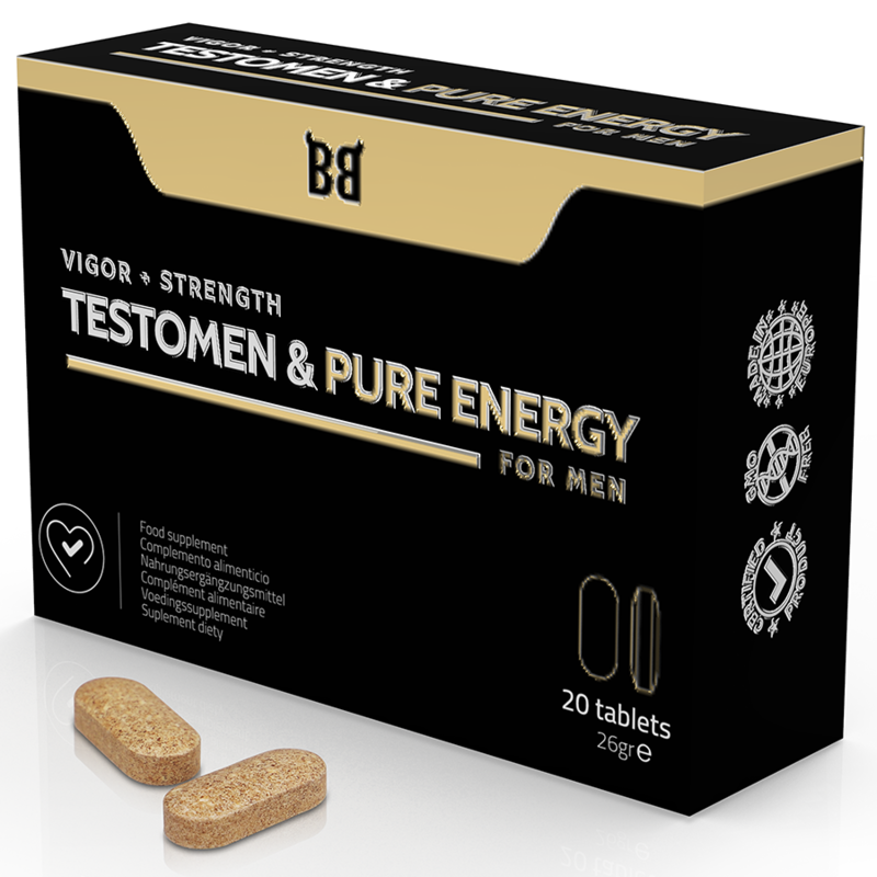 BLACK BULL - TESTOMEN &amp; PURE ENERGY POTENCIADOR PER A HOME 20 CÀPSULES