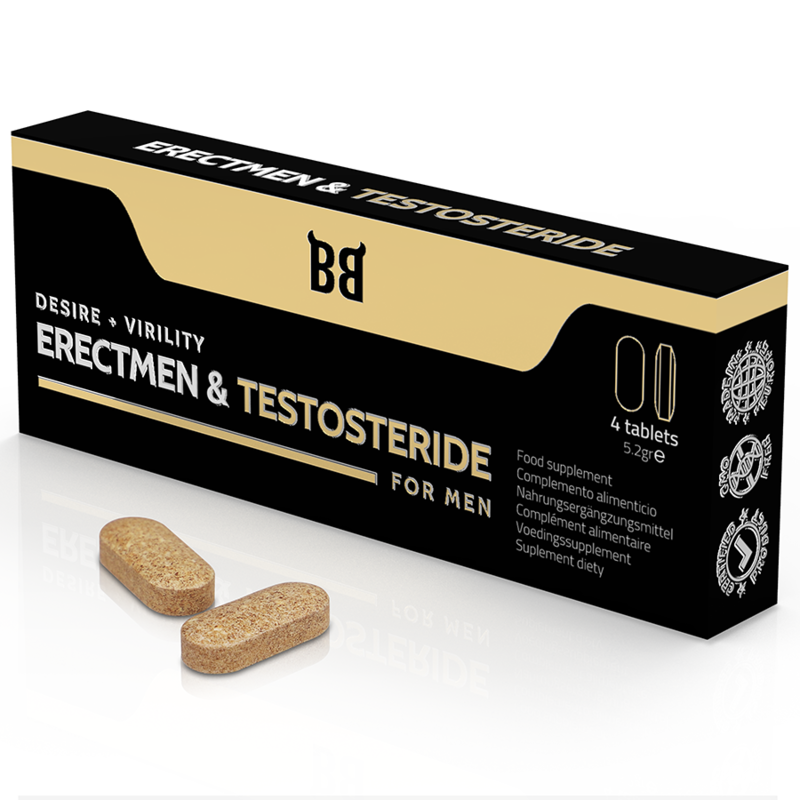 BLACK BULL - ERECTMEN &amp; TESTOSTERIDE KRAFT OCH TESTOSTERON FÖR MÄN 4 KAPSLAR