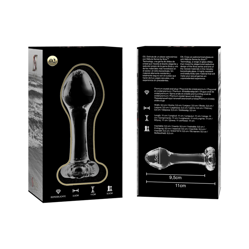 NEBULA SERIES BY IBIZA - MODELO 2 PLUG CRISTAL TRANSPARENTE 11 CM -O- 3.5 CM