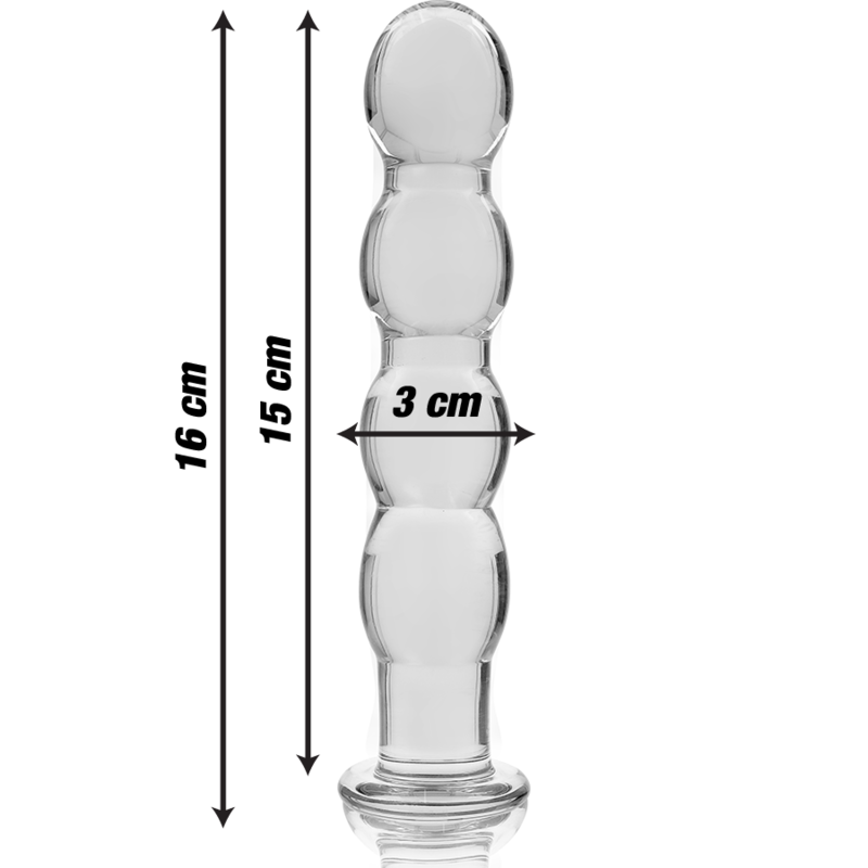 NEBULA SERIES BY IBIZA - MODEL 10 TRANSPARENT GLASS DILDO 16.5 CM -OR- 3.5 CM