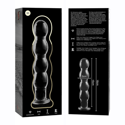 NEBULA SERIES BY IBIZA - MODEL 10 TRANSPARENT GLASS DILDO 16.5 CM -OR- 3.5 CM