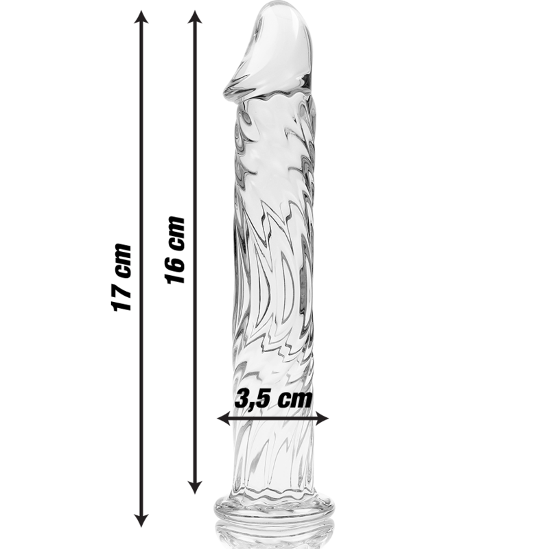NEBULA SERIES BY IBIZA - MODEL 12 TRANSPARENT GLASS DILDO 17 CM -OR- 3.5 CM