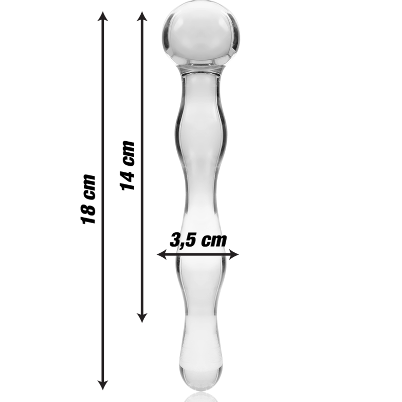 NEBULA SERIES BY IBIZA - MODEL 13 TRANSPARENT GLASS DILDO 18 CM -OR- 3.5 CM