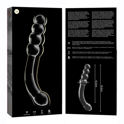 NEBULA SERIES BY IBIZA - MODEL 14 TRANSPARENT GLASS DILDO 18.5 CM -OR- 3 CM