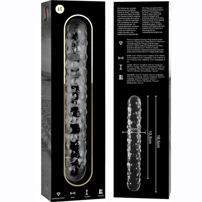NEBULA SERIES BY IBIZA - MODEL 15 TRANSPARENT GLASS DILDO 18.5 CM -OR- 3 CM