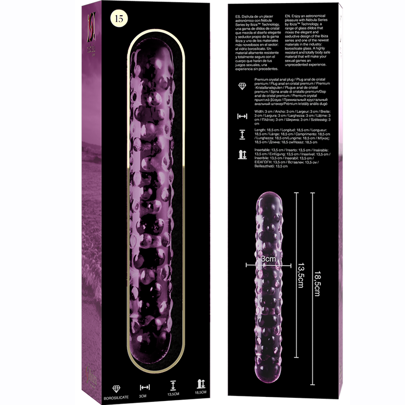 NEBULA SERIES BY IBIZA - MODEL 15 PINK CRYSTAL DILDO 18.5 CM -OR- 3 CM