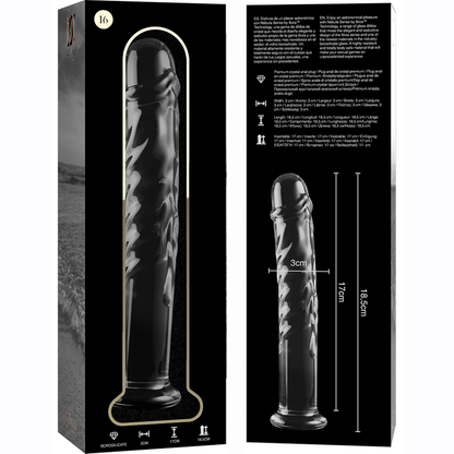 NEBULA SERIES BY IBIZA - MODEL 16 TRANSPARENT GLASS DILDO 18.5 CM -OR- 3 CM