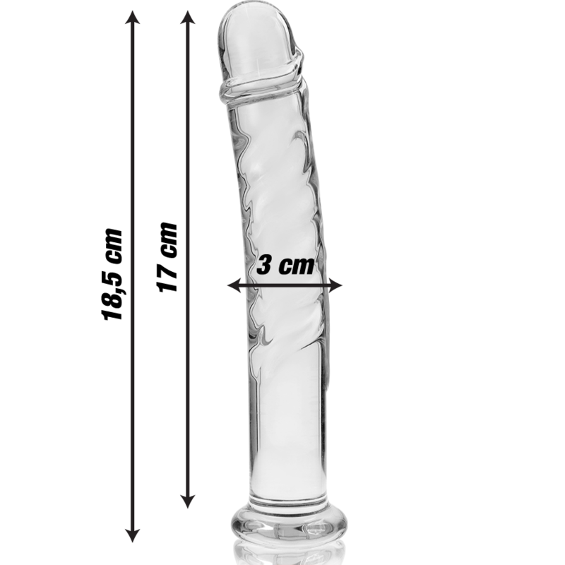 NEBULA SERIES BY IBIZA - MODEL 16 TRANSPARENT GLASS DILDO 18.5 CM -OR- 3 CM