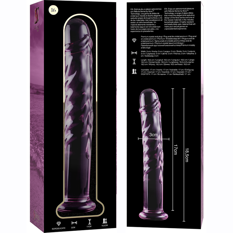 NEBULA SERIES BY IBIZA - MODEL 16 PINK CRYSTAL DILDO 18.5 CM -OR- 3 CM