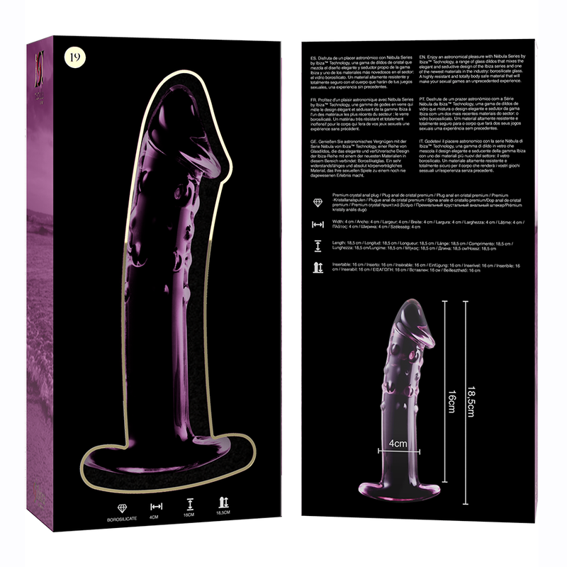 NEBULA SERIES BY IBIZA - MODEL 19 PINK CRYSTAL DILDO 18.5 CM -OR- 4 CM