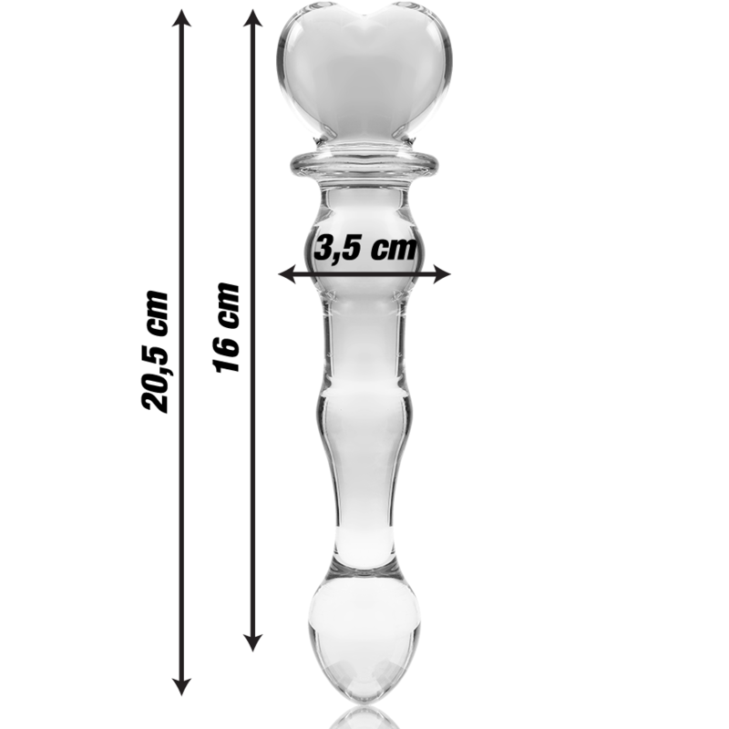 NEBULA SERIES BY IBIZA - MODEL 21 TRANSPARENT GLASS DILDO 20.5 CM -OR- 3.5 CM