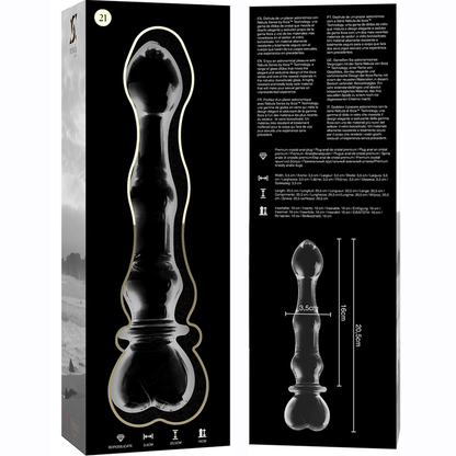 NEBULA SERIES BY IBIZA - MODEL 21 TRANSPARENT GLASS DILDO 20.5 CM -OR- 3.5 CM