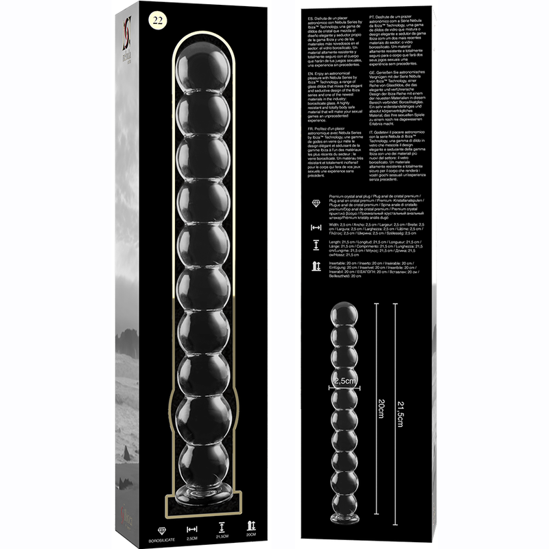 NEBULA SERIES BY IBIZA - MODELO 22 DILDO CRISTAL TRANSPARENTE 21.5 CM -O- 2.5 CM