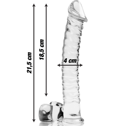 NEBULA SERIES BY IBIZA - MODEL 23 TRANSPARENT GLASS DILDO 21.5 CM -OR- 4 CM