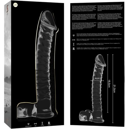 NEBULA SERIES BY IBIZA - MODEL 23 TRANSPARENT GLASS DILDO 21.5 CM -OR- 4 CM
