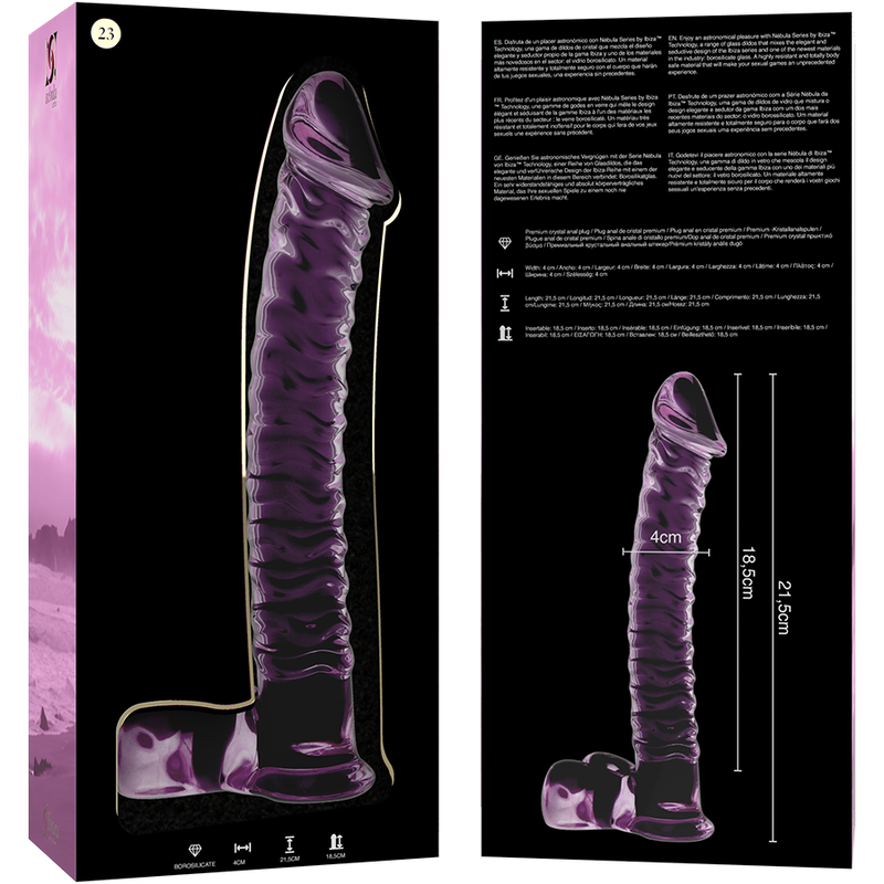 NEBULA SERIES BY IBIZA - MODEL 23 PINK CRYSTAL DILDO 21.5 CM -OR- 4 CM