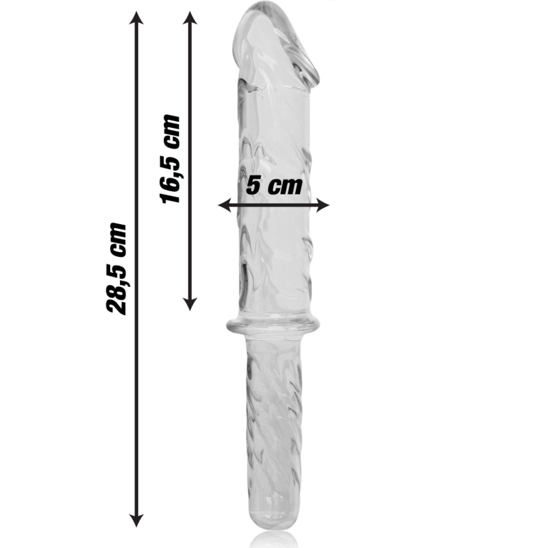 NEBULA SERIES BY IBIZA - MODEL 24 TRANSPARENT GLASS DILDO 28.5 CM -OR- 5 CM