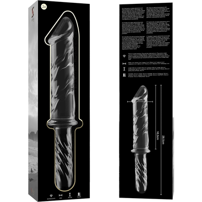 NEBULA SERIES BY IBIZA - MODEL 24 TRANSPARENT GLASS DILDO 28.5 CM -OR- 5 CM