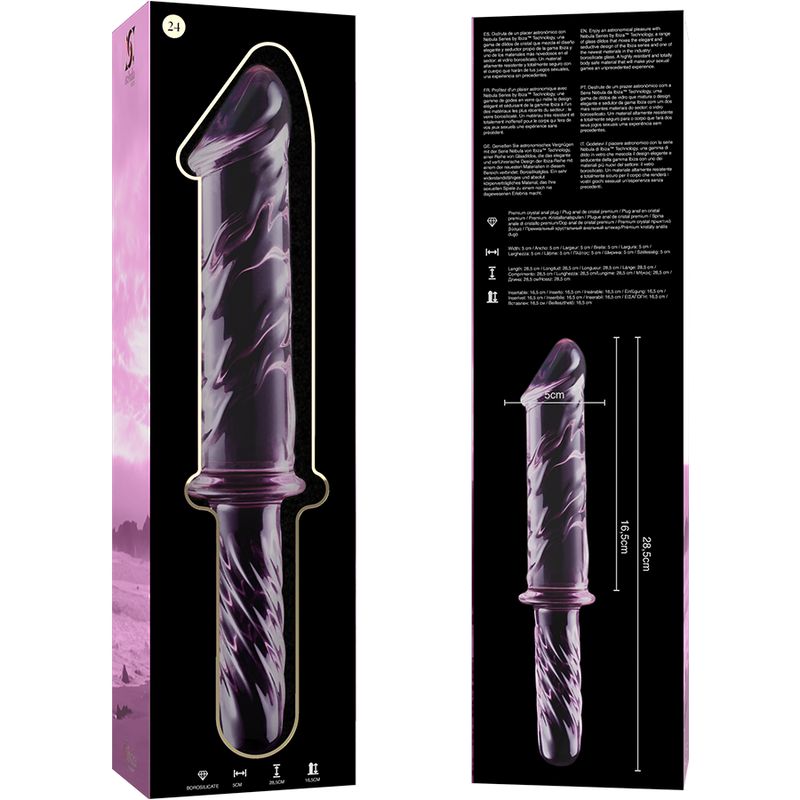 NEBULA SERIES BY IBIZA - MODEL 24 PINK CRYSTAL DILDO 28.5 CM -OR- 5 CM