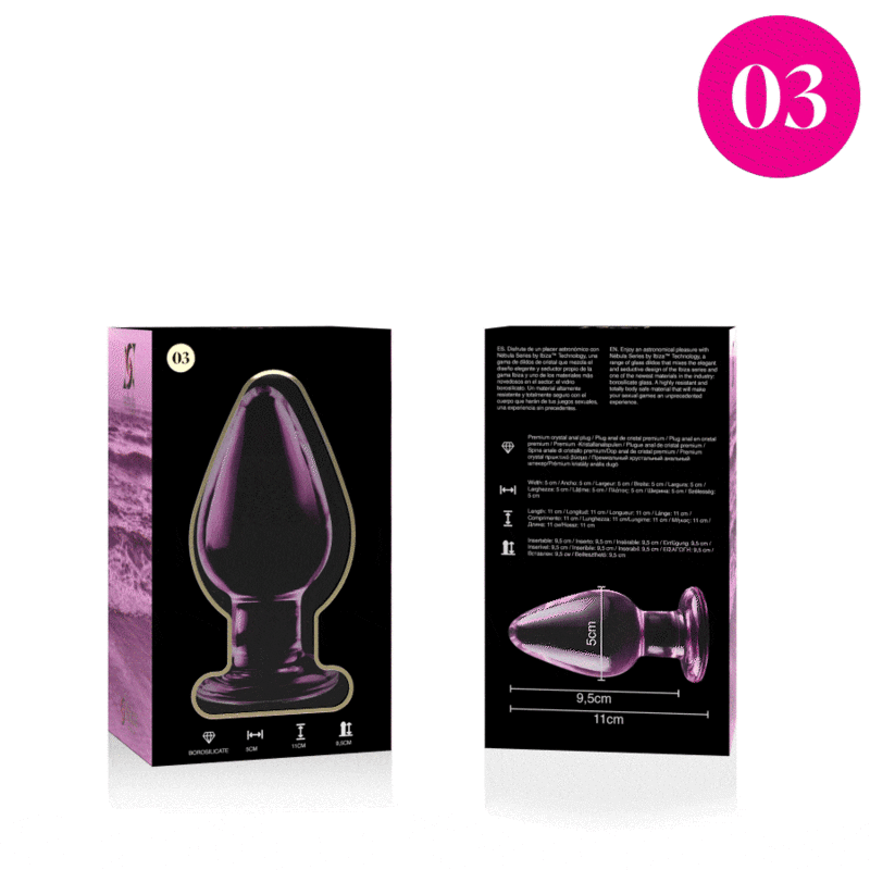 NEBULA SERIES BY IBIZA - MODEL 3 PINK GLASS PLUG 11 CM -OR- 5 CM