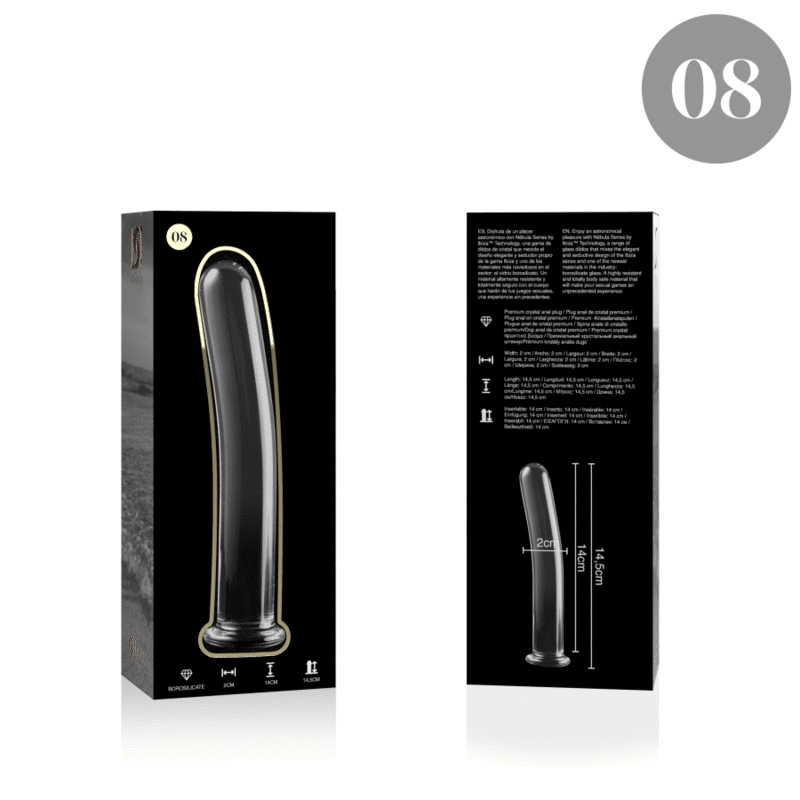 NEBULA SERIES BY IBIZA - MODEL 8 TRANSPARENT GLASS DILDO 14.5 CM -O- 2 CM